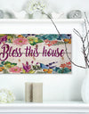 Bless this house. Floral - Textual Entrance Art on Wood Wall Art