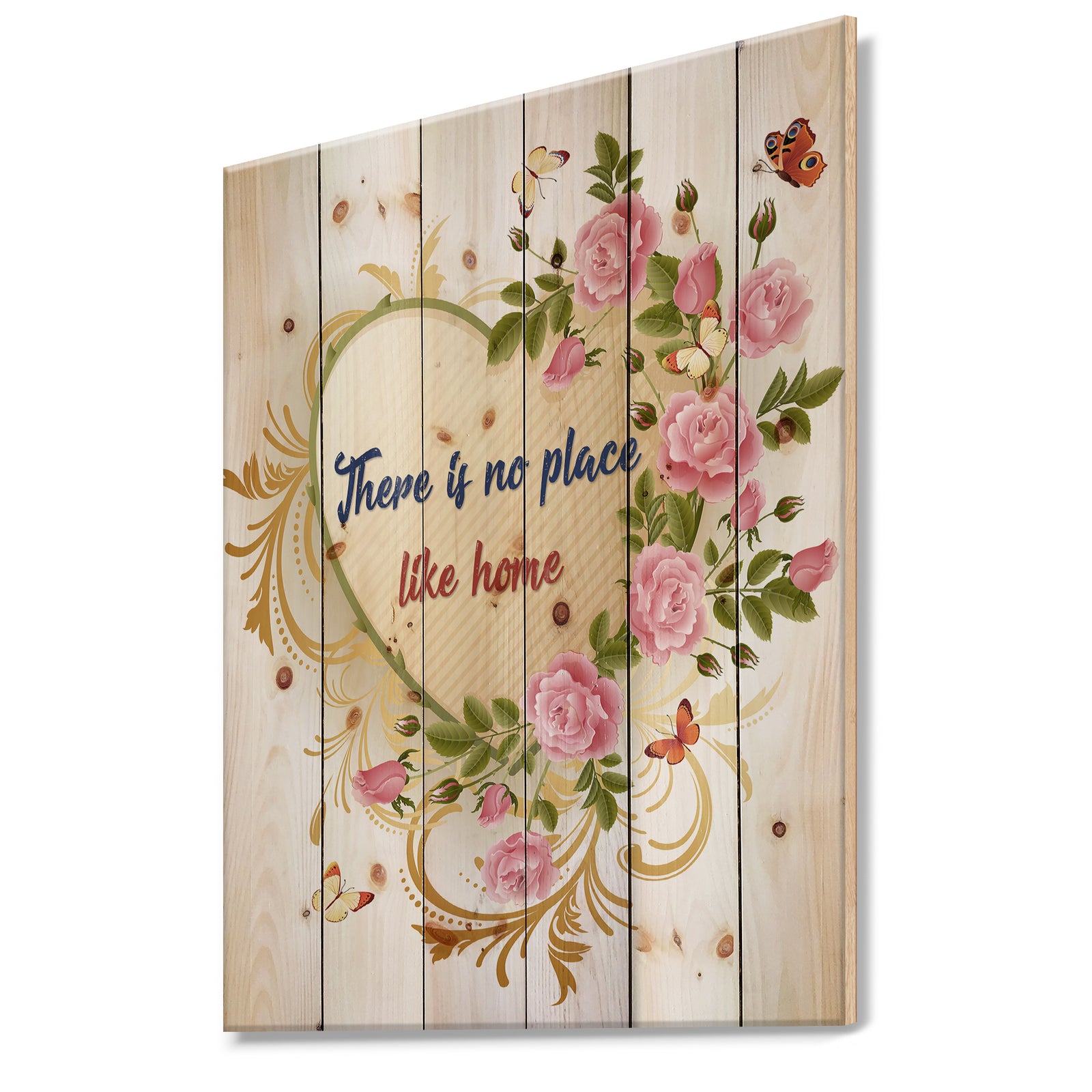 Our door is always open. Floral heart - Textual Entrance Art on Wood Wall Art