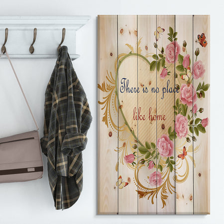 Our door is always open. Floral butterfly heart - Textual Entrance Art on Wood Wall Art