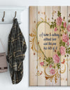 A home is nothing without love. Heart of gold and roses - Textual Entrance Art on Wood Wall Art