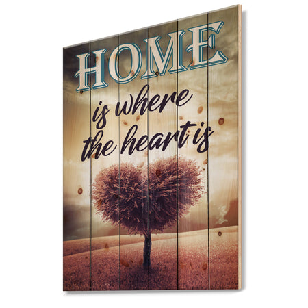 Home is where the heart is. Pink Heart Tree - Textual Entrance Art on Wood Wall Art