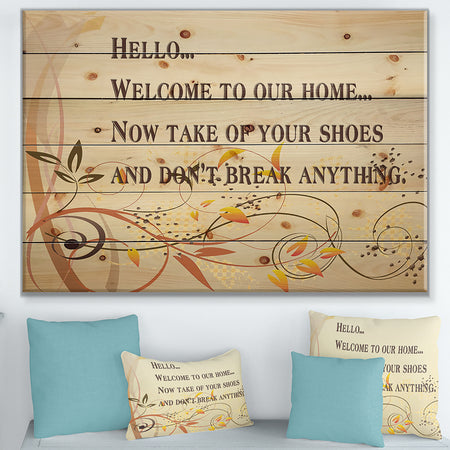 Welcome to our home. Orange vines - Textual Entrance Art on Wood Wall Art