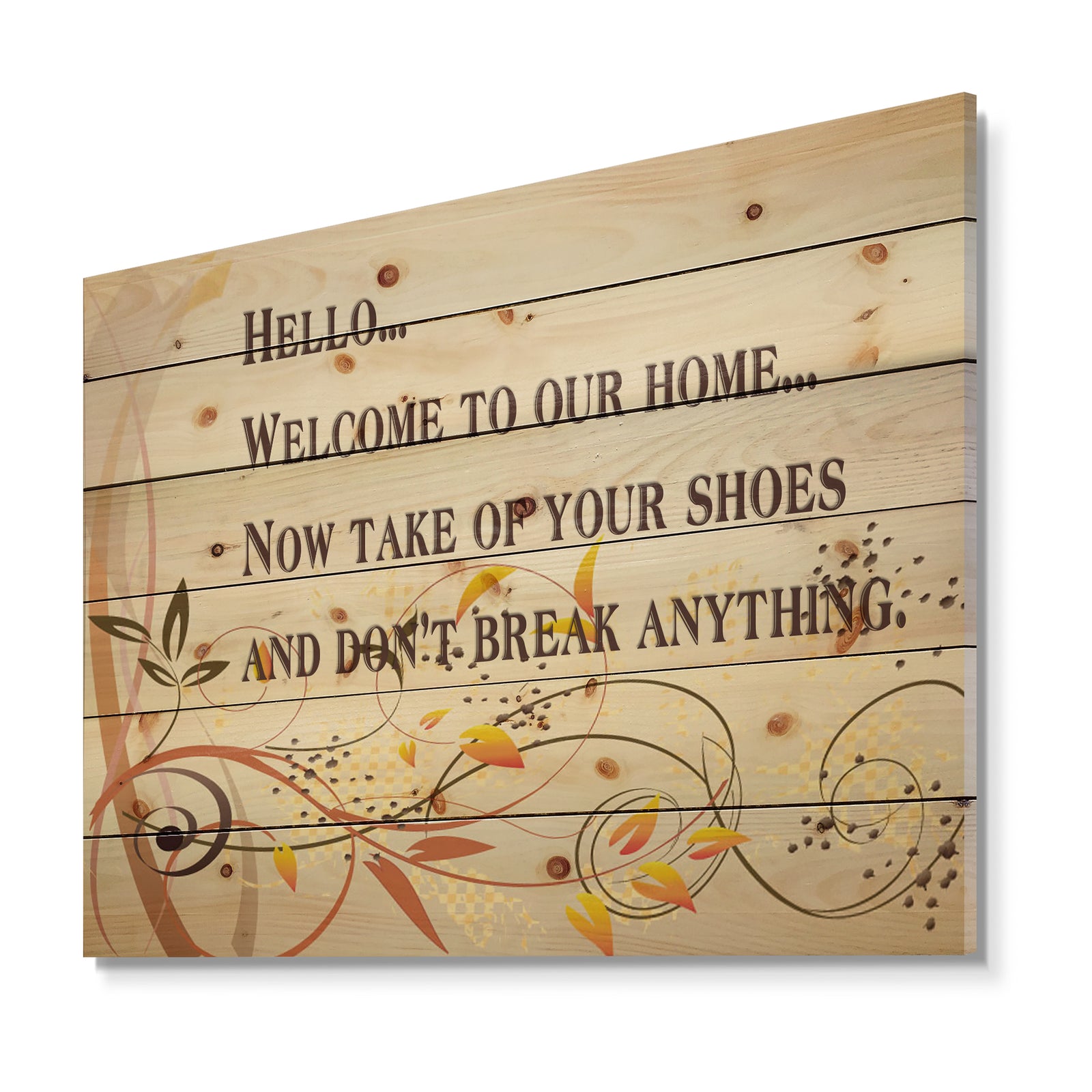 Welcome to our home. Orange vines - Textual Entrance Art on Wood Wall Art