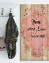 Home where Love never ends. Pink floral heart - Textual Entrance Art on Wood Wall Art