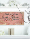 May love be the heart of this Home. Pink floral heart - Textual Entrance Art on Wood Wall Art