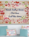 Hands built a house. Floral heart - Textual Entrance Art on Wood Wall Art