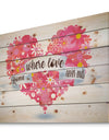 Home where Love never ends. Flower Banner Heart - Textual Entrance Art on Wood Wall Art