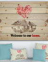 Welcome to our home. Vintage Pink Heart - Textual Entrance Art on Wood Wall Art