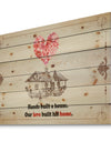 Hands built a house. Vintage Pink Heart - Textual Entrance Art on Wood Wall Art