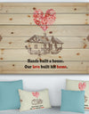 Hands built a house. Vintage Pink Heart - Textual Entrance Art on Wood Wall Art