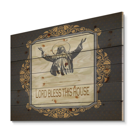 Lord Bless this house. Vintage Jesus - Textual Entrance Art on Wood Wall Art