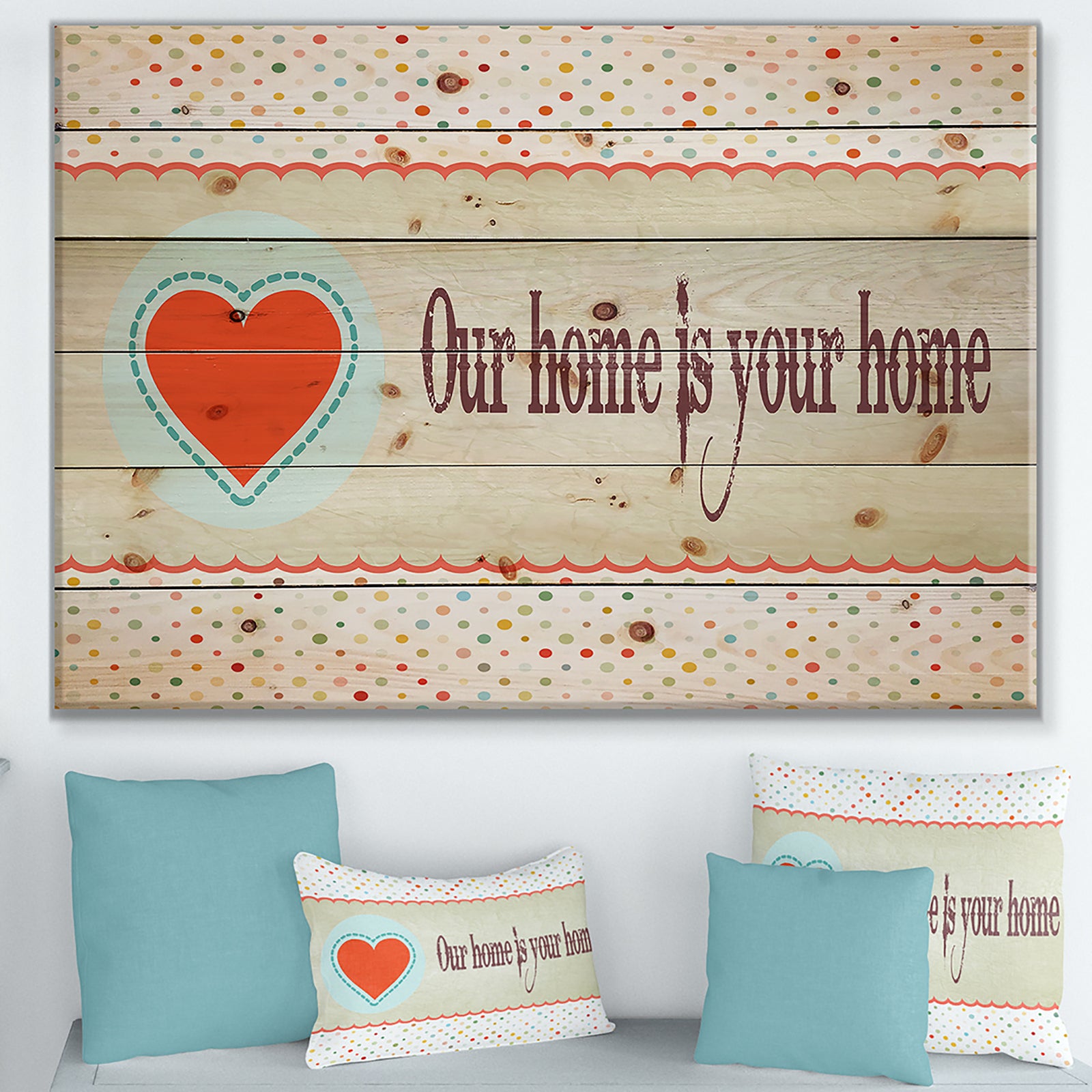 Our home is your home. Vintage Heart - Textual Entrance Art on Wood Wall Art