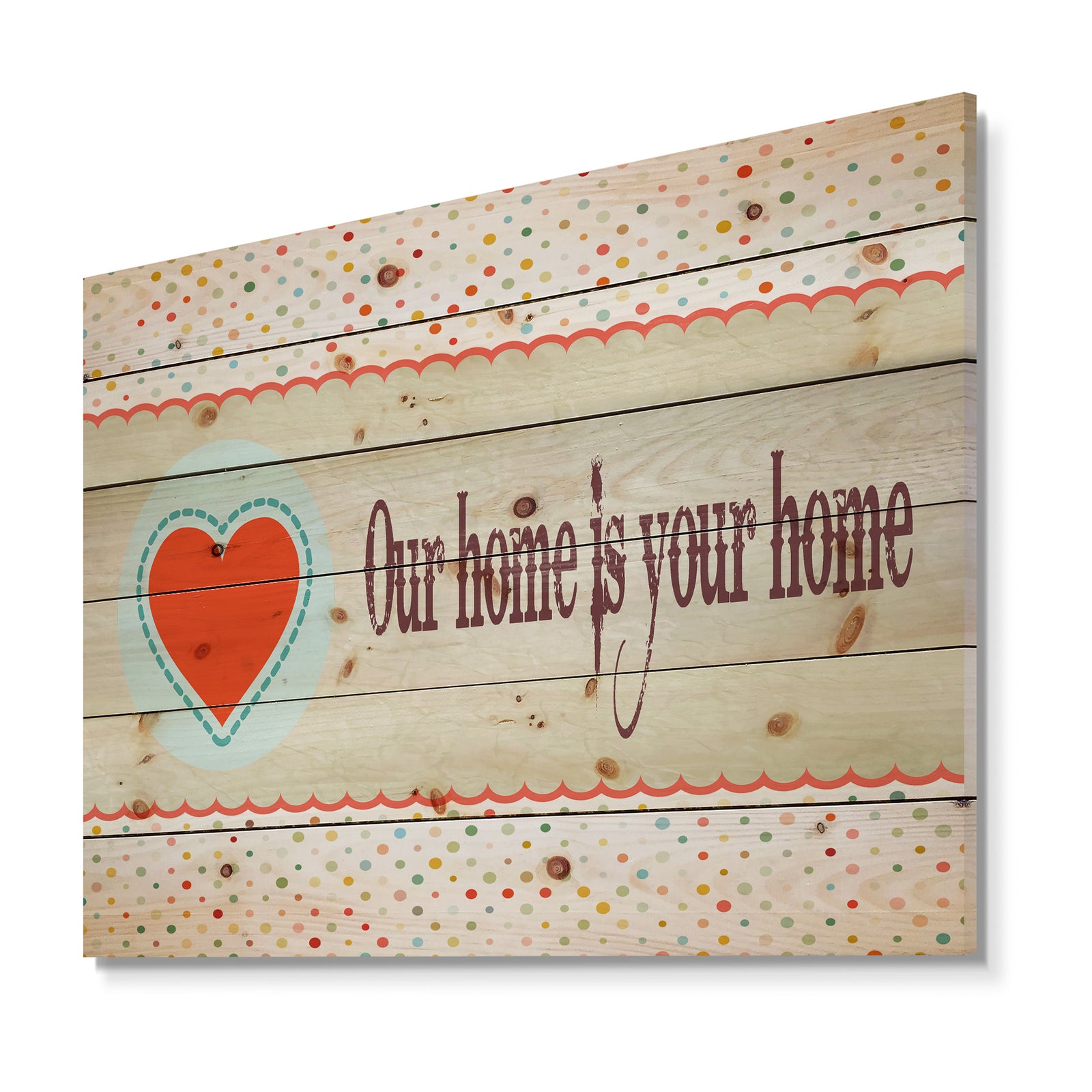 Our home is your home. Vintage Heart - Textual Entrance Art on Wood Wall Art