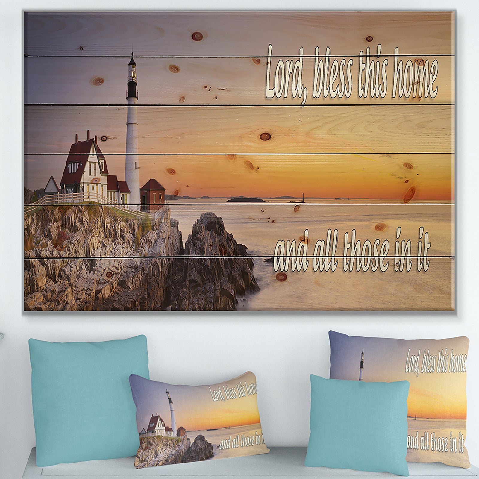 Lord Bless this house and all those in it. Sunset - Textual Entrance Art on Wood Wall Art