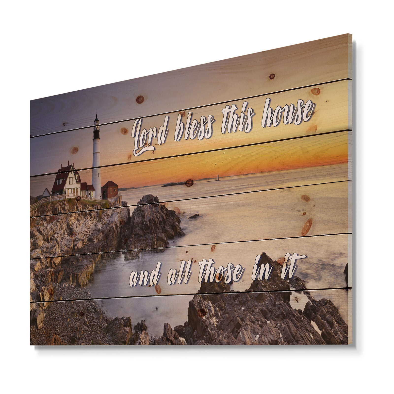 Lord Bless this house and all those in it. Sunset - Textual Entrance Art on Wood Wall Art