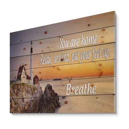 You are home. Relax, unwind, put your feet up, - Textual Entrance Art on Wood Wall Art