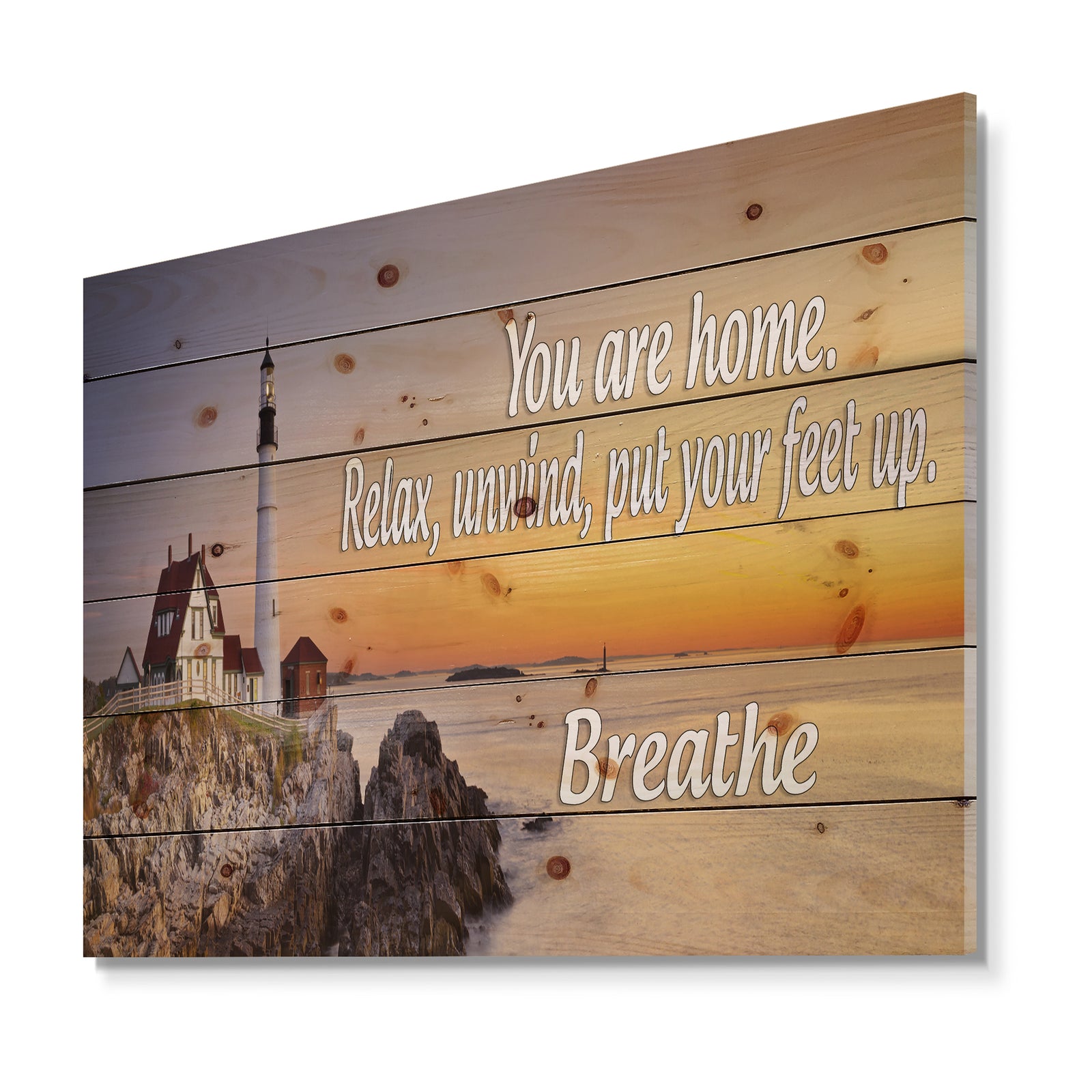 You are home. Relax, unwind, put your feet up, - Textual Entrance Art on Wood Wall Art