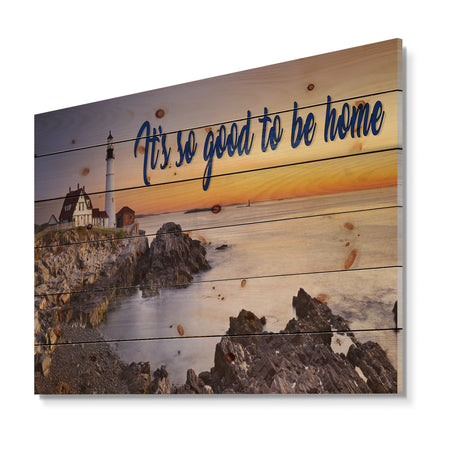 It so good to be home. Seashore sunset - Textual Entrance Art on Wood Wall Art