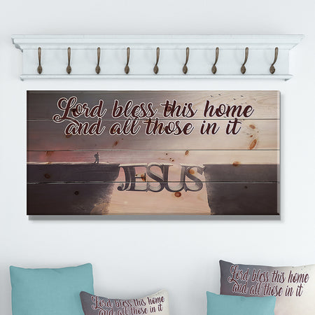 Lord Bless this house and all those in it. Jesus - Textual Entrance Art on Wood Wall Art
