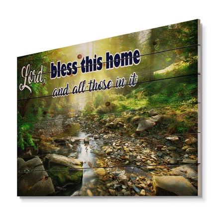 Lord Bless this house and all those in it. Forest sunshine - Textual Entrance Art on Wood Wall Art