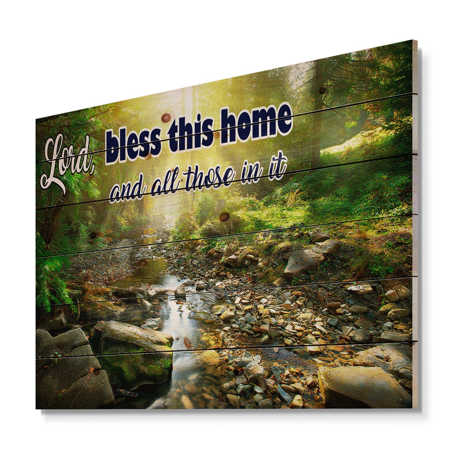 Lord Bless this house and all those in it. Forest sunshine - Textual Entrance Art on Wood Wall Art