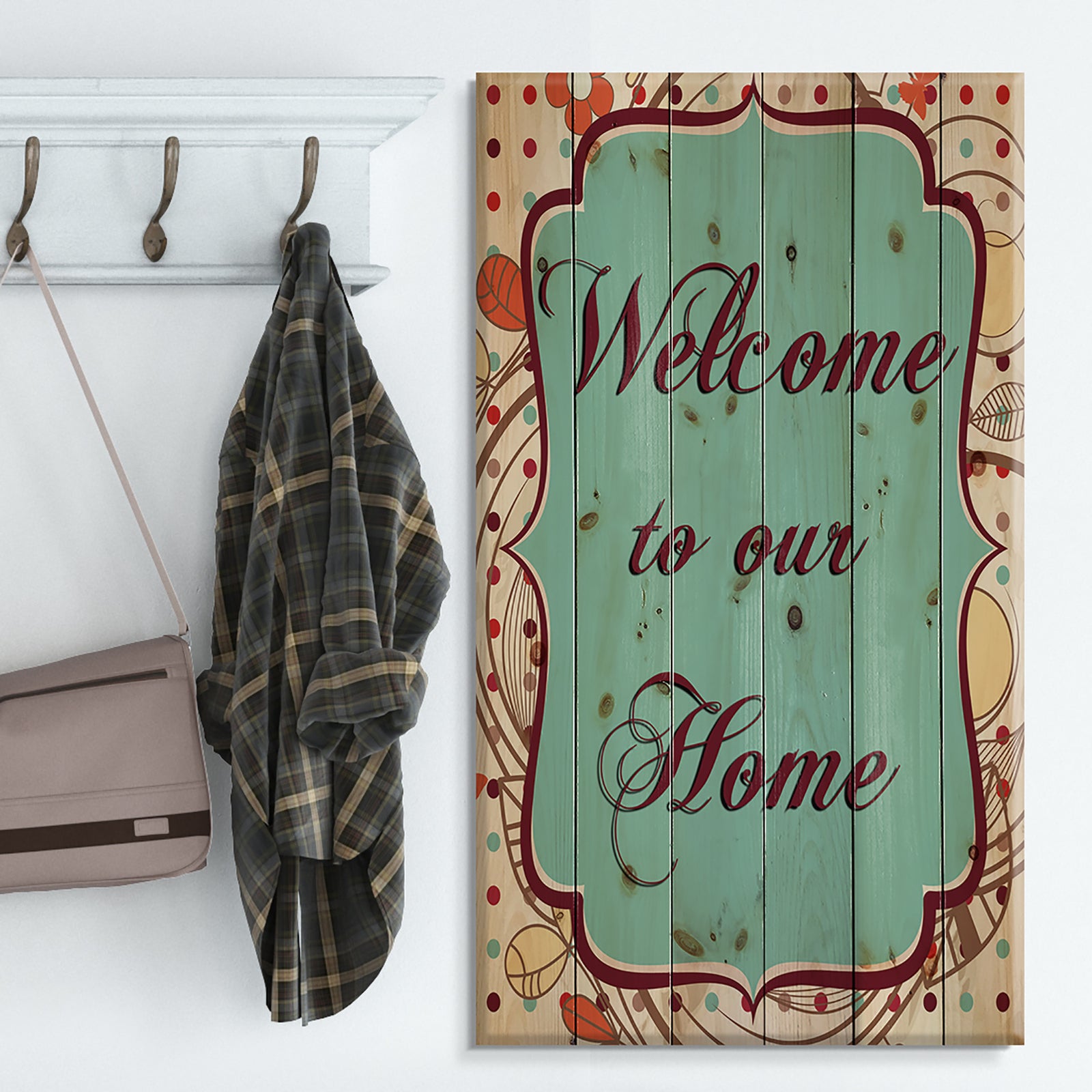 Welcome to our home. Vintage vignette - Textual Entrance Art on Wood Wall Art