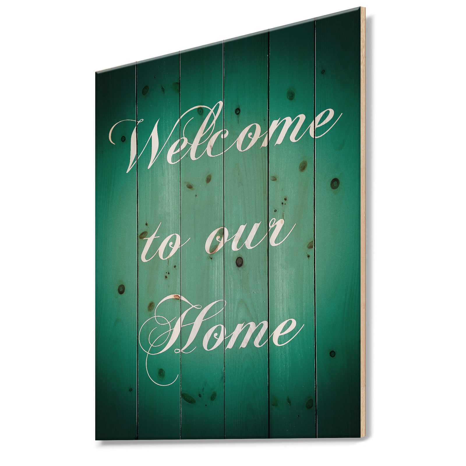 Welcome to our home. Turquoise - Textual Entrance Art on Wood Wall Art