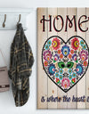 Home is where the heart is. Flower heart - Textual Entrance Art on Wood Wall Art