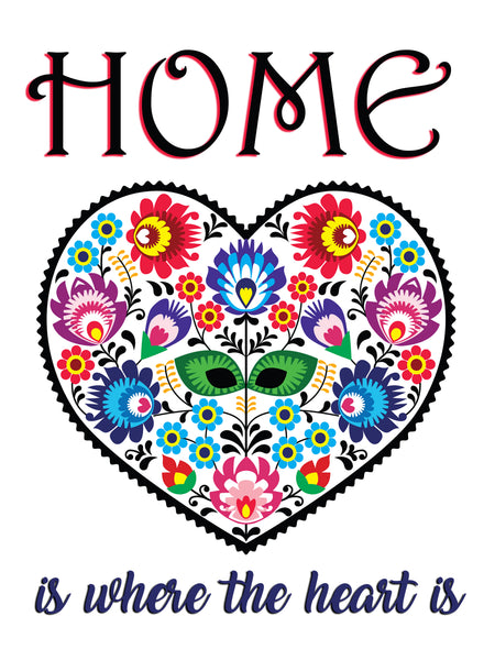 Home is where the heart is. Flower heart - Textual Entrance Art on Wood Wall Art
