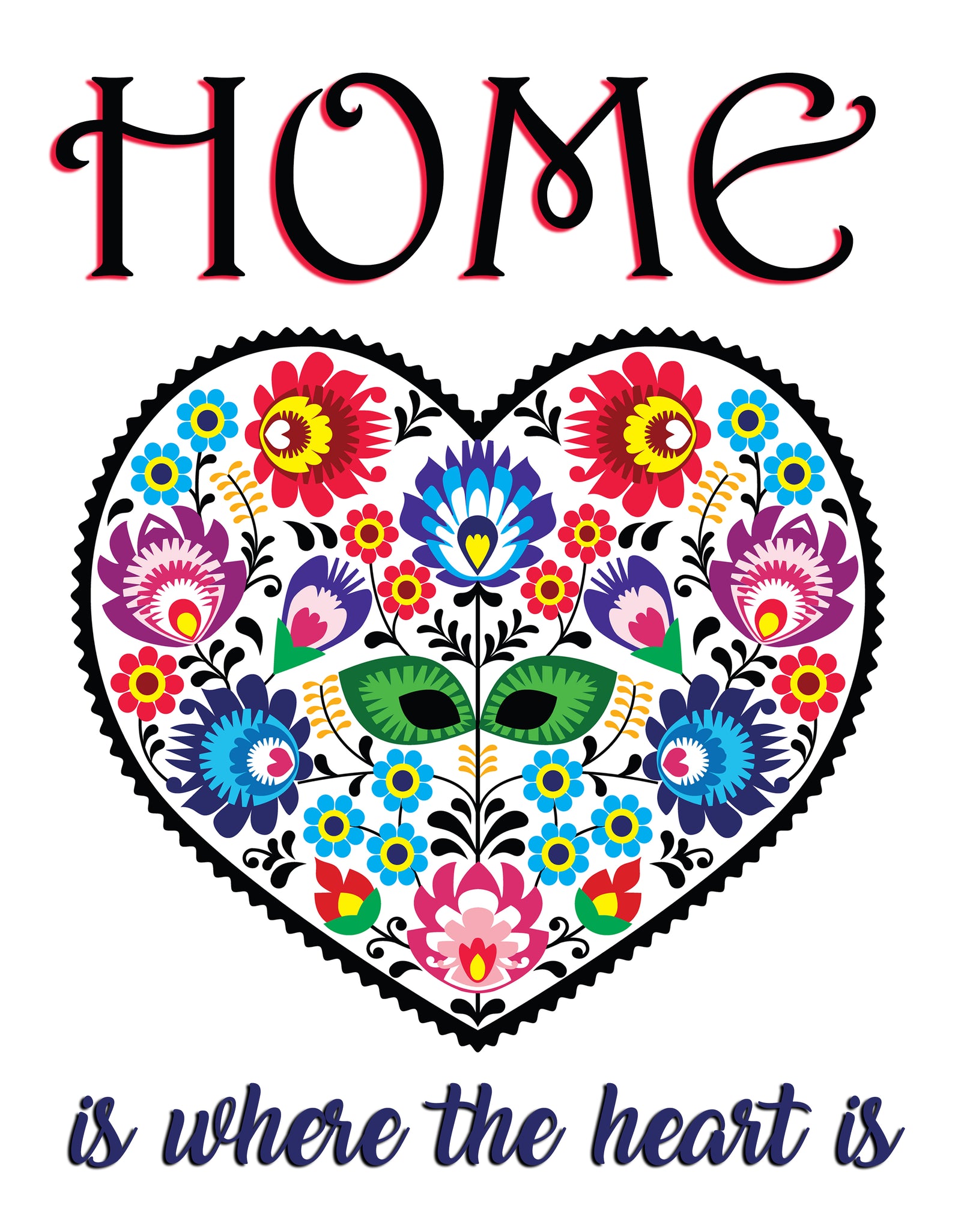 Home is where the heart is. Flower heart - Textual Entrance Art on Wood Wall Art