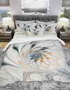 White Stained Floral Art - Modern & Contemporary Duvet Cover Set